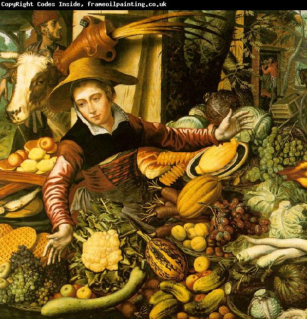 Pieter Aertsen Market Woman  with Vegetable Stall